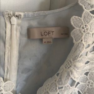LOFT Dresses - LOFT White Lace Dress with Blue lining. LOFT Dresses - LOFT White Lace Dress with Blue lining.